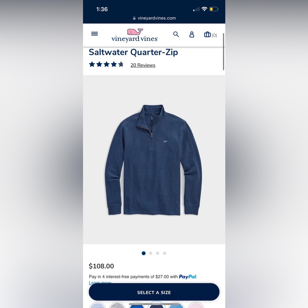 Men’s (Large) Vineyard Vines Quarter Zip Sweater